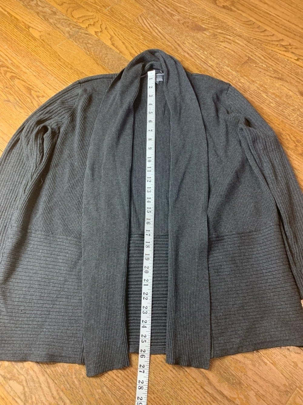 JM Collection Grey Ribbed Open Front Cardigan XL - Picture 5 of 7